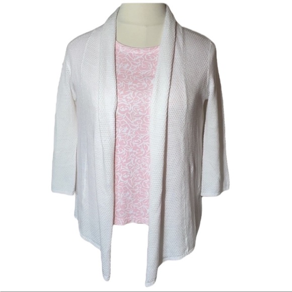 Hastings and Smith Sweaters - White Cardigan Loose Weave Crochet Knit Sweater M Hasting & Smith Cascade Open